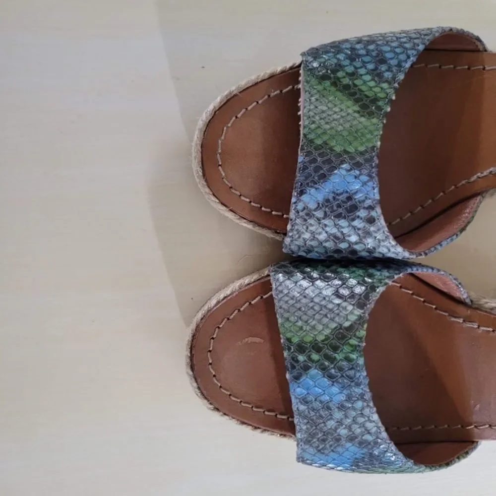 Paloma Barcelo Snakeskin Espadrille Wedge Sandals
